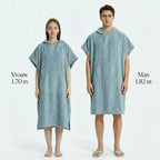 Maattabel van microvezel surfponcho met capuchon voor dames en heren