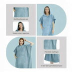 Details van HyDreez microvezel surfponcho met capuchon en voorzak