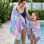 mermaid print microfibre towel mother and child beach pool lightweight quick dry towel