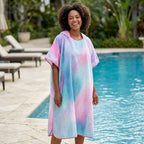Sneldrogende Microvezel Poncho met Capuchon – Pastel Koraal