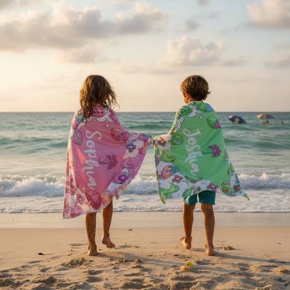 Personalised Kids Towel – Custom Name Microfibre for School, Pool & Holidays