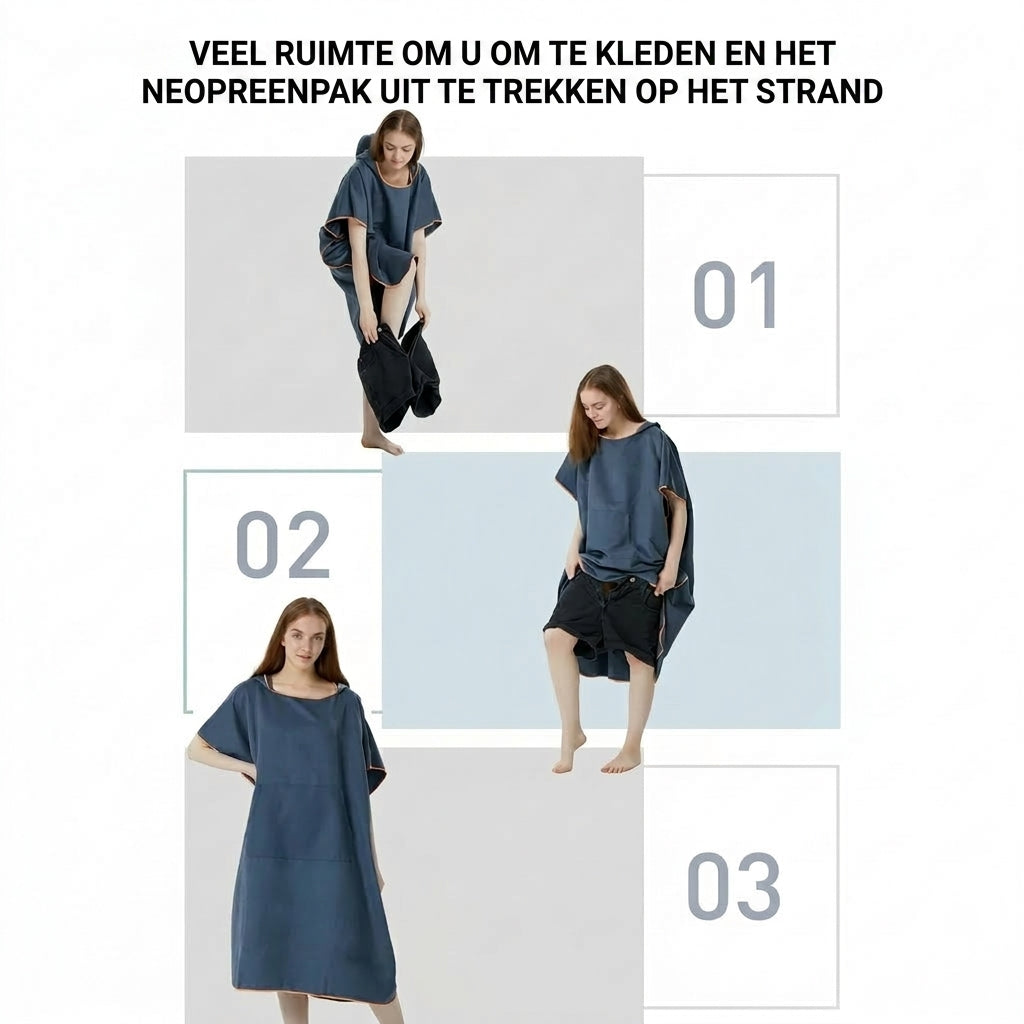 Sneldrogende Microvezel Poncho met Capuchon – Pastel Koraal